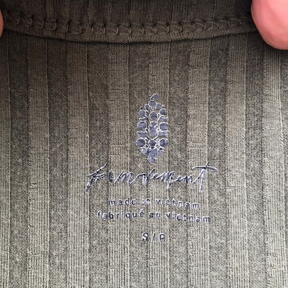 Free People Movement Rib Knit Tank Top Racerback Mock Neck Top Olive Green S - Picture 4 of 7